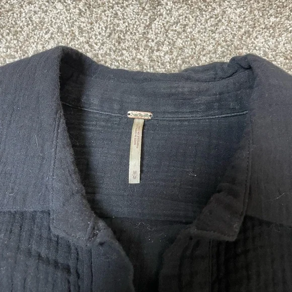 Free People Black Button-Up Blouse - Picture 4 of 5